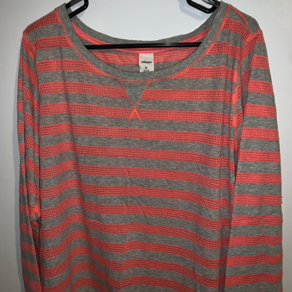 orange/gray stripes long sleeve